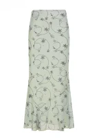 Amyway [fresh vintage] vintage line floral mesh skirt women's drape fishtail hip skirt - Image 5