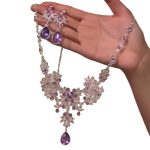 Flash! Purple light luxury necklace, high-end flower rhinestone fashion, light luxury temperament, women's versatile high-value necklace-akl - Image 5