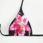 The new foreign trade cross-border European and American style sexy print three-piece swimsuit Amazon charm lily fixed print - Image 3