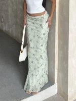 Amyway [fresh vintage] vintage line floral mesh skirt women's drape fishtail hip skirt - Image 3