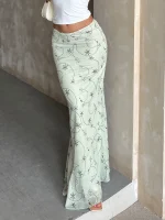 Amyway [fresh vintage] vintage line floral mesh skirt women's drape fishtail hip skirt