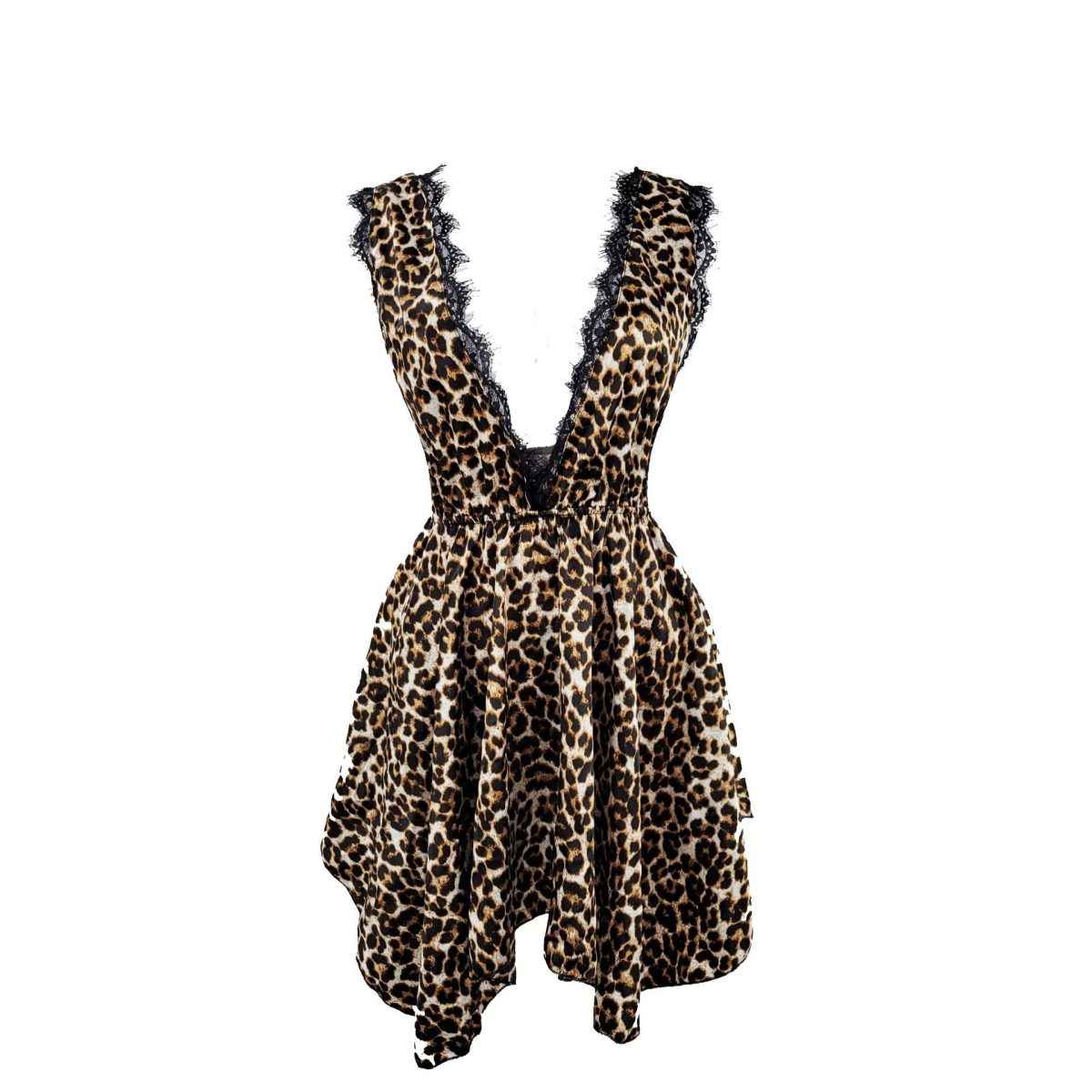 Crush orange sexy lingerie sexy pure desire eyelash pajamas lace stitching suspender skirt leopard satin nightdress - Image 4